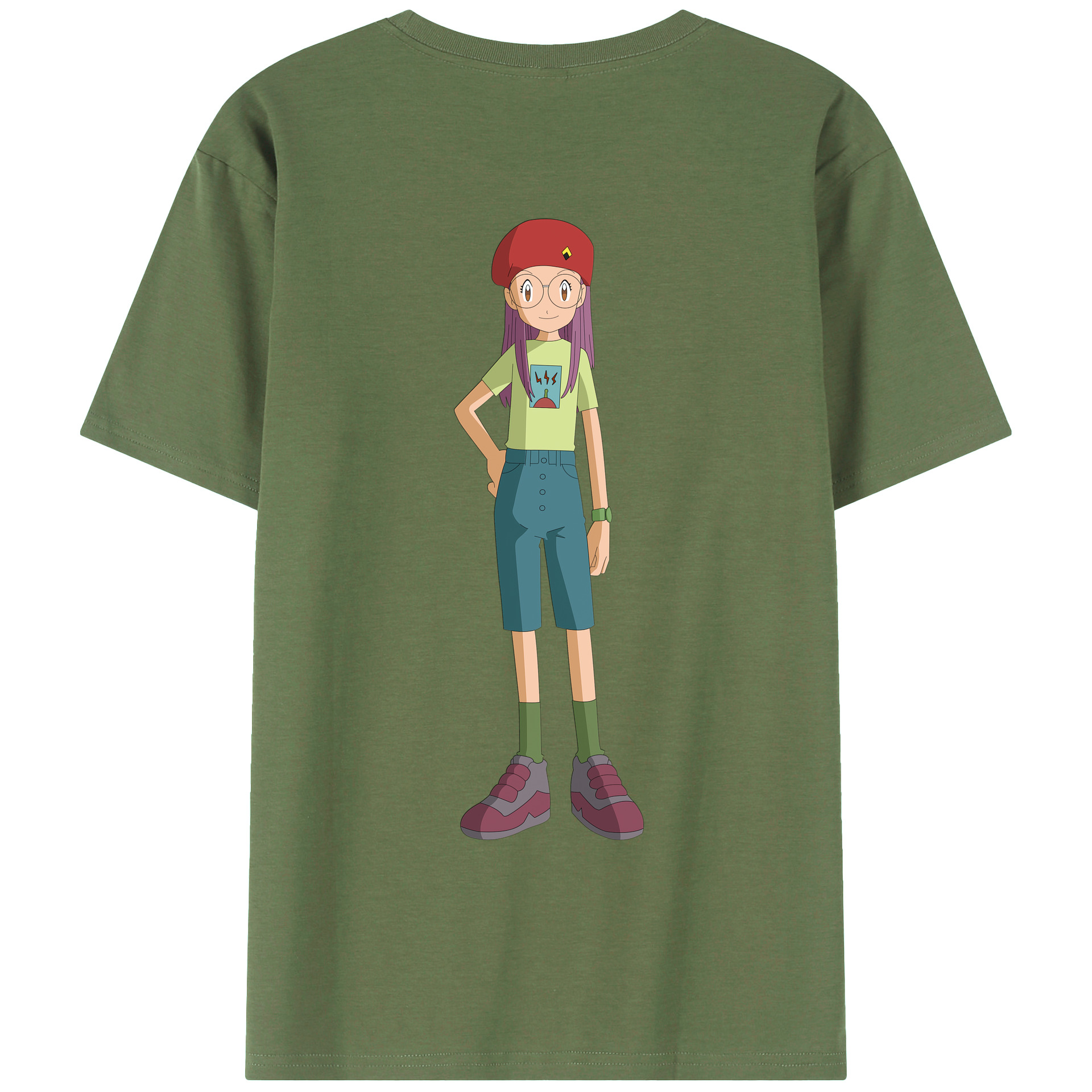 （画像用） Digimon デジタルモンスター/デジモン 綿100％ メンズ半袖Tシャツ（バックプリント） 通気性